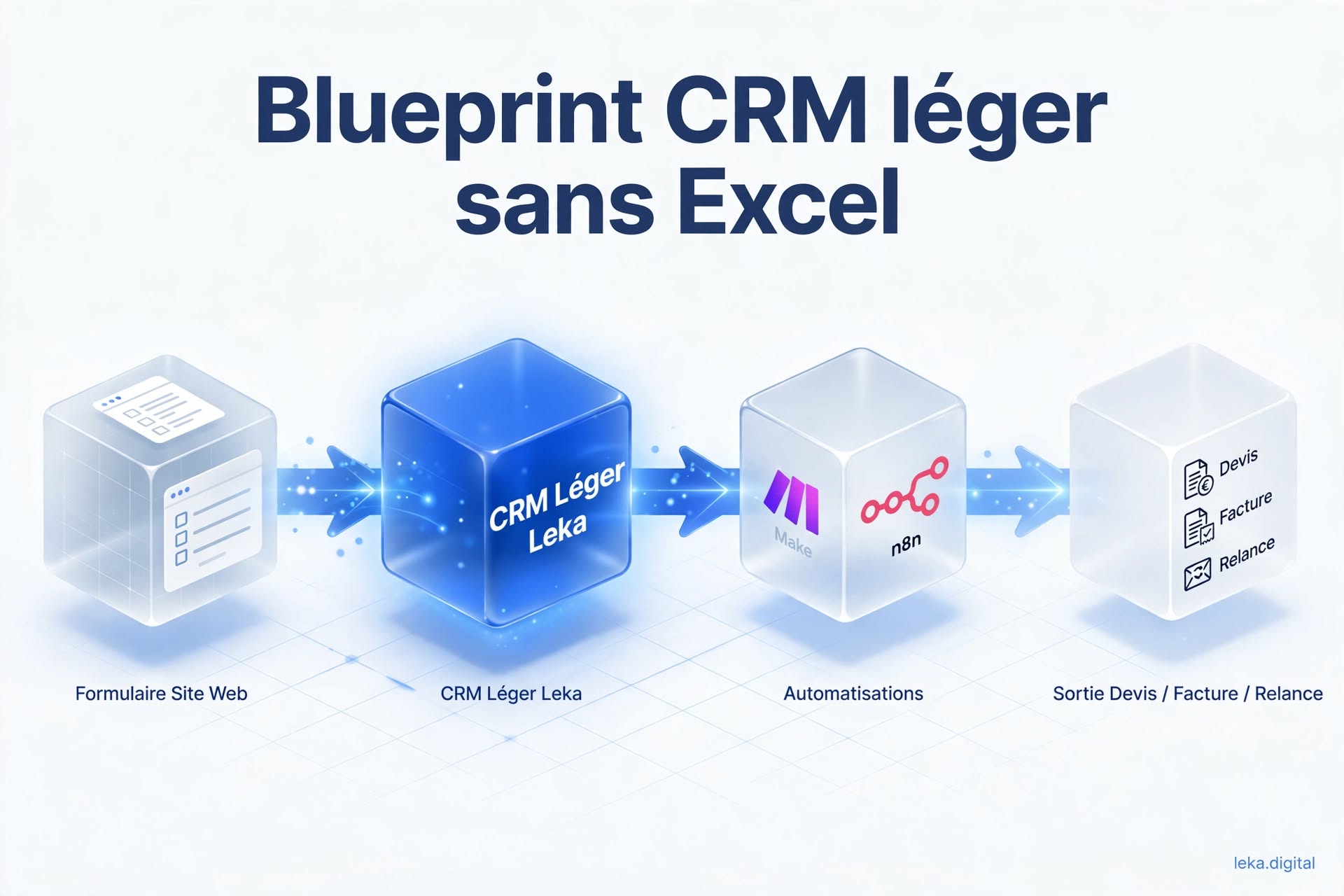 Blueprint d'un CRM léger relié aux automatisations et aux sorties commerciales
