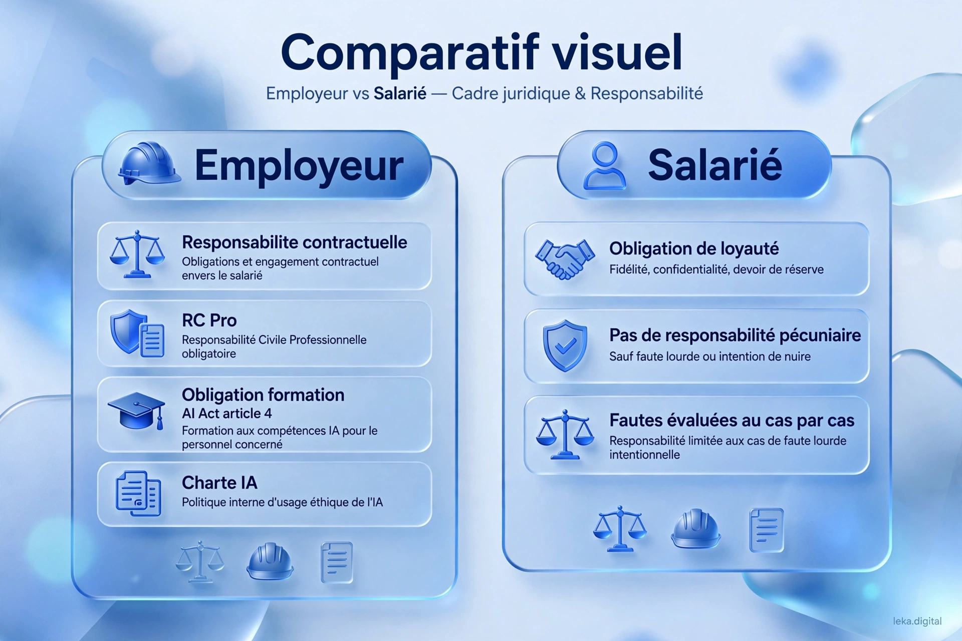 Comparatif des responsabilités de l'employeur et du salarié lors d'un devis assisté par IA