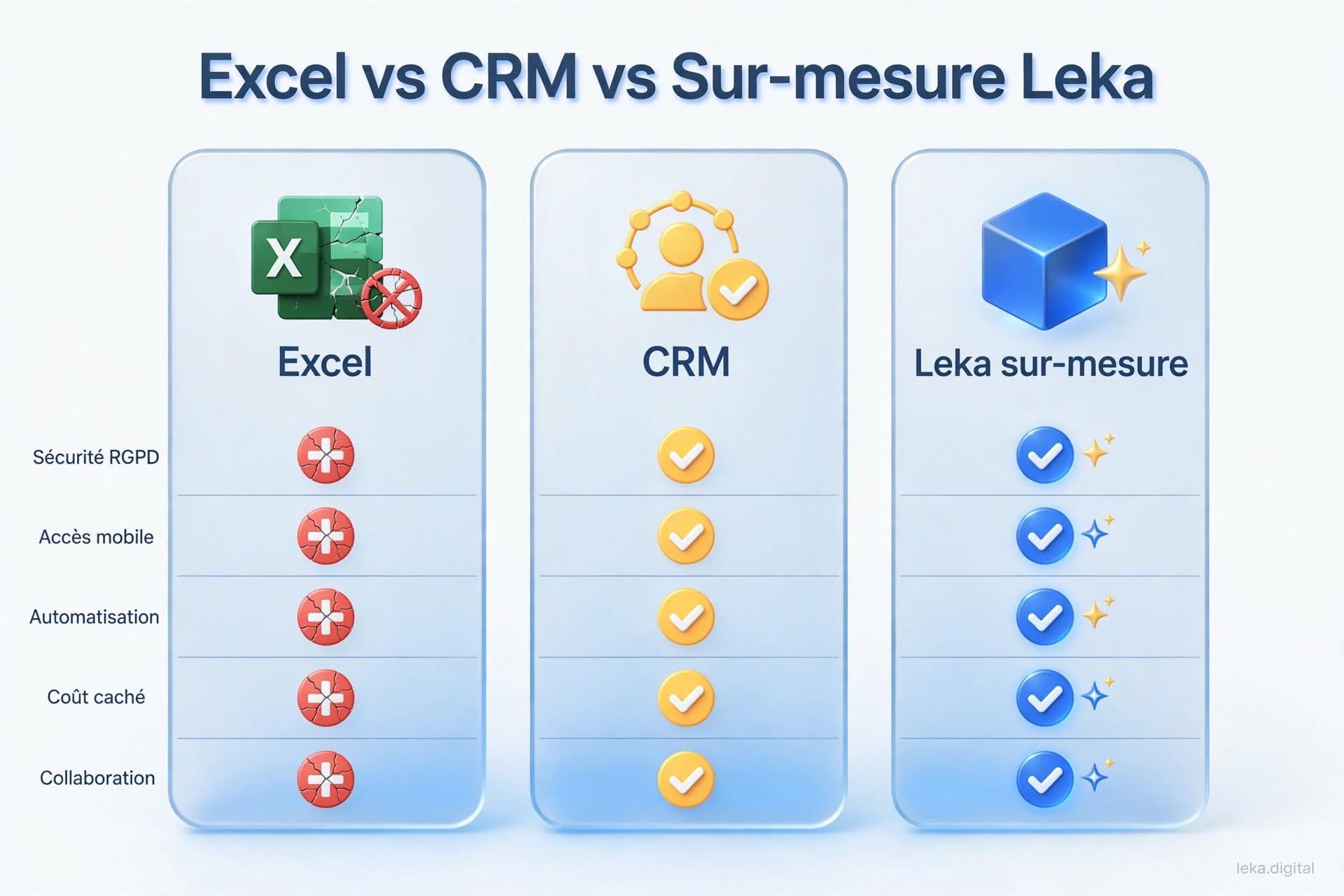 Comparatif Excel, CRM et solution commerciale sur mesure