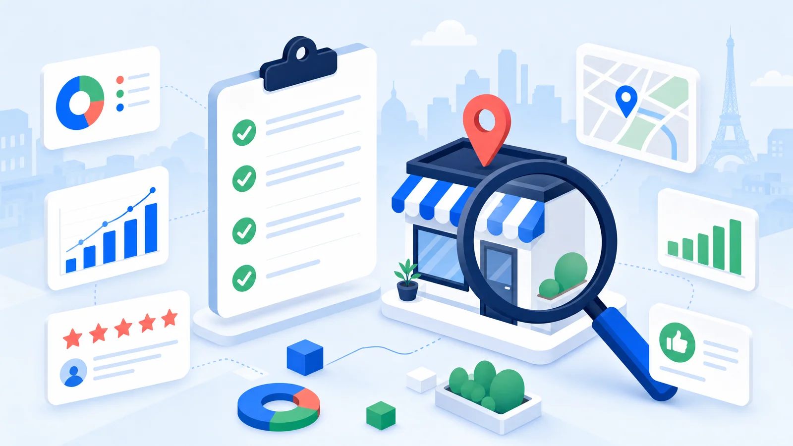 Illustration d'une checklist d'audit SEO local rapide