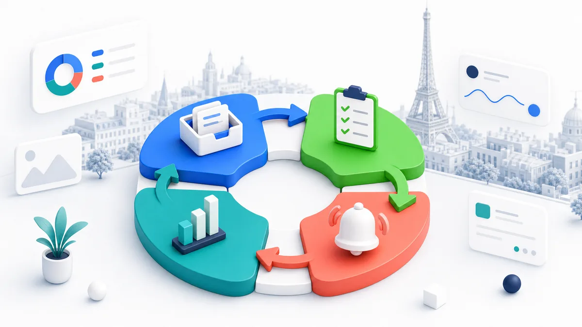 Illustration du cycle en 4 etapes pour suivre ses prospects